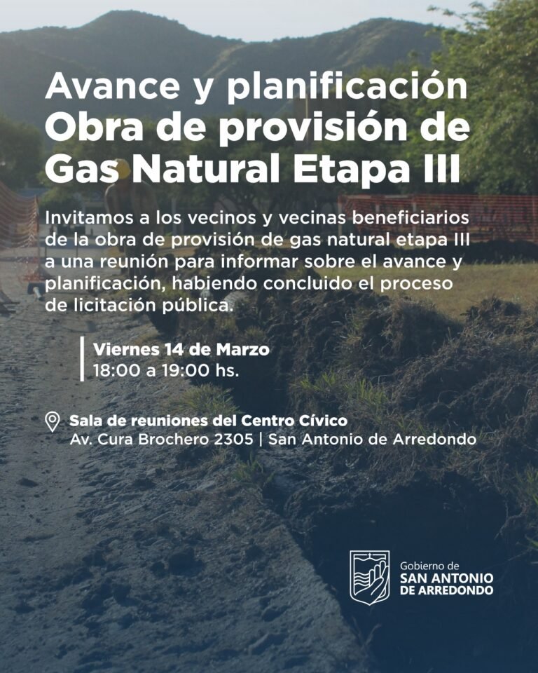 Avance y Planificación Obra de provisión de Gas Natural Etapa III